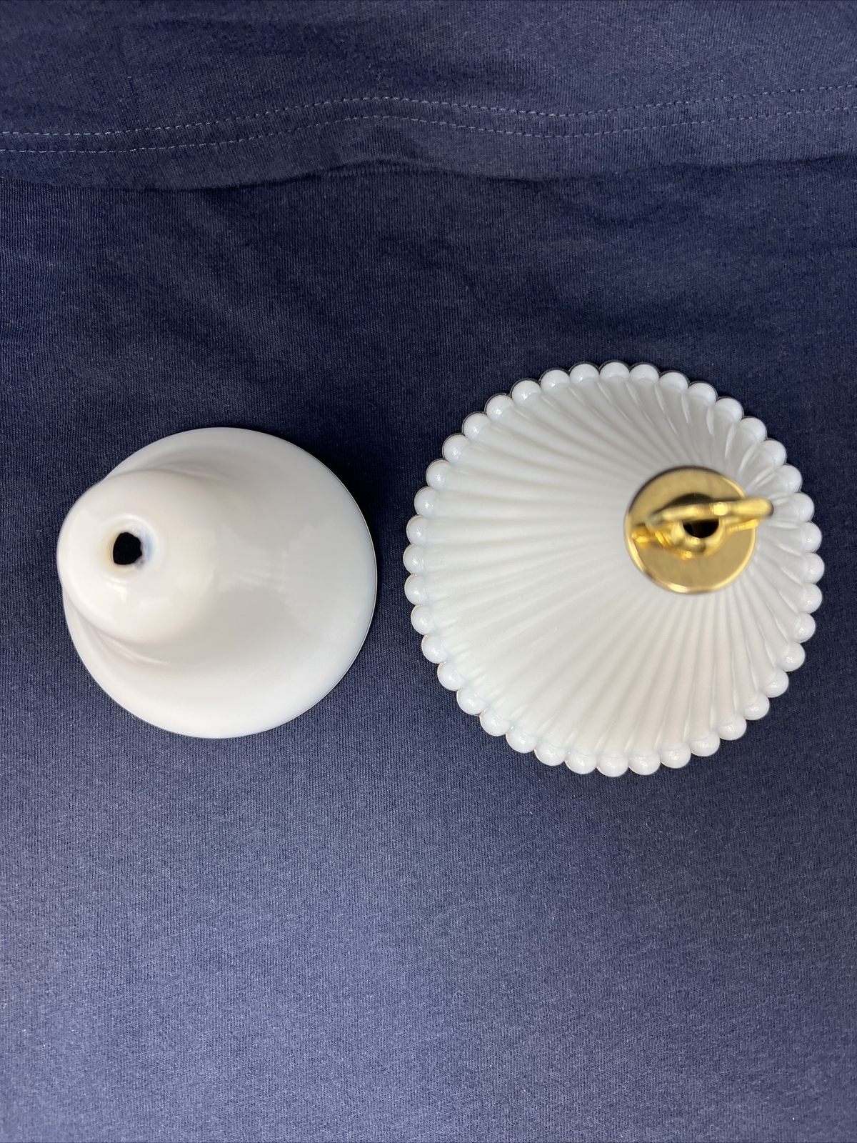 Antique Victorian Milk Glass Oil Lamp Smoke Bell for Hanging Lamp Lot