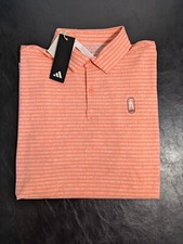 NWT MEN'S ADIDAS GO-TO STRIPE POLO, SIZE: M, COLOR: CORAL J553 