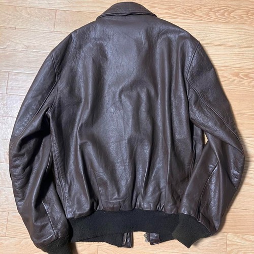 The REAL McCOY'S A-2 Flight Jacket Dark Brown Leather Size L Vintage - Picture 2 of 7