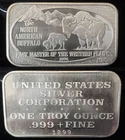 Rare Vintage USSC 1974 The North American Buffalo 1 Oz .999 Silver Art Bar si167