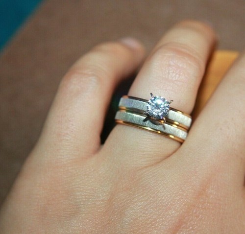 Edelstahl Herren Damen Ring Schmuck Modern Freizeit Hochzeit Verlobung Abend - Bild 20 von 23