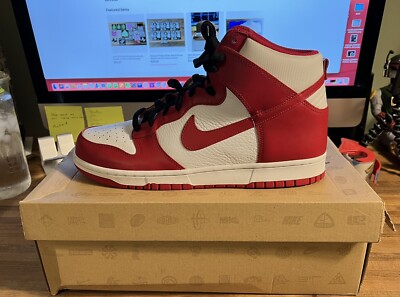 NIKE DUNK HIGH WHITE VARSITY RED BLACK 2009 SZ 10.5 317982-162 DS NOS low