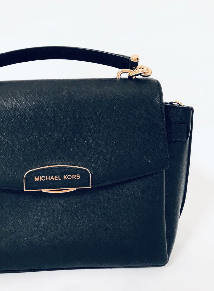 NWT Michael Kors Rochelle Medium Black Leather Satchel Tote MSRP
