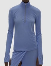  295 Helmut Lang Women's Blue Pullover Half-Zip Sweater Sweatshirt Size M