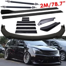 Front Bumper Lip Splitter 78.7"+Side /Skirt Strut Rods Body For Nissan Maxima