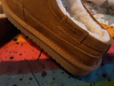 Comfort KOOLABURRA by UGG Tan LEATHER Logo Cream FUR Men Size Warm  Slippers