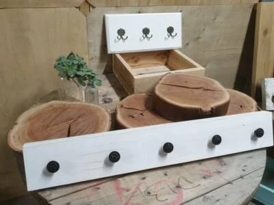 Wall Mounted Coat Bag Key Hangers Made From Reclaimed Timber