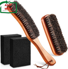 4 Pcs Horsehair Felt Hat Brush Kit with Cleaning Sponge Cowboy Clean Hat Wood Fe