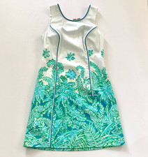 NWT Lilly Pulitzer Carlow Engineered Piped Shift Dress 4 2 Palm Party Gecko
