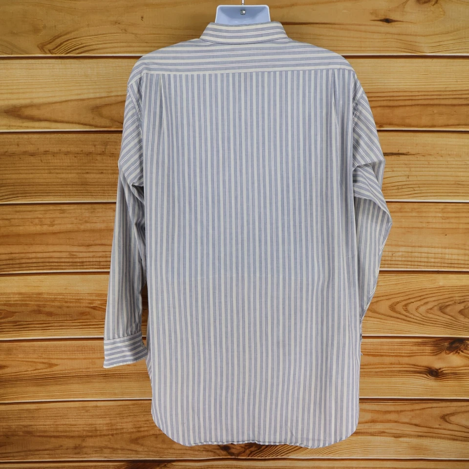 Camisa de Vestir Van Heusen Sin Arrugas Para Hombre Talla 18.5 Alto Gris Rayas Cuello Punta Foto 2 de 4