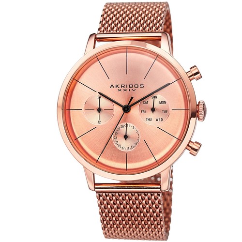 NWT Akribos XXIV Akribos Ultimate Chronograph Rose Gold-Tone Men\'s Watch BRAND NEW! Akribos XXIV Rose Gold Watch main image 3