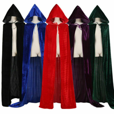 Costume Hooded Robes Velvet Cloak Cape Halloween Fancy Dress Ghost Capes