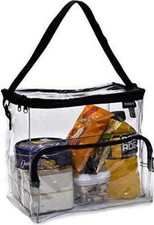 Clear Lunch Bag Durable Plastic See Through Lunch Bag With Shoulder Strap NEW