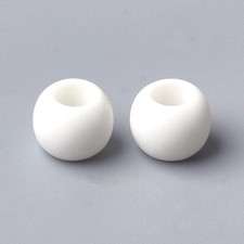 100 pcs White Smooth Ball Spacer Beads - 10mm - Large Hole: 4.5mm - MATTE