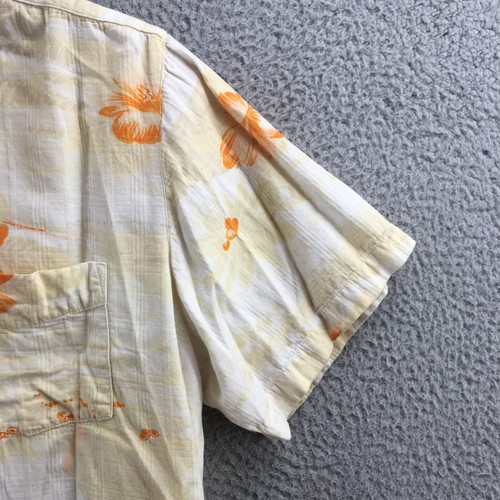 Breakwater Button Up Shirt Mens L Yellow Floral Short Sleeve Collared Pocket - Picture 5 of 15
