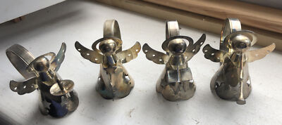Napkin Rings Silver Angel Set 4 Christmas Holiday Regal plate Halo Wings