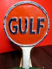 ANTIQUE GULF GAS DOOR STOP CAST IRON PAINTED ADVERTISING RARE OLD OIL METAL EXC — photo 2