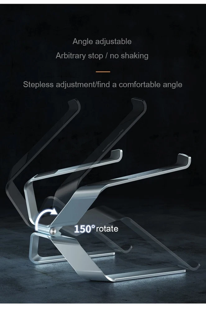 Adjustable Aluminum Laptop Stand for Notebooks & Tablets Up to 17.3 Inches