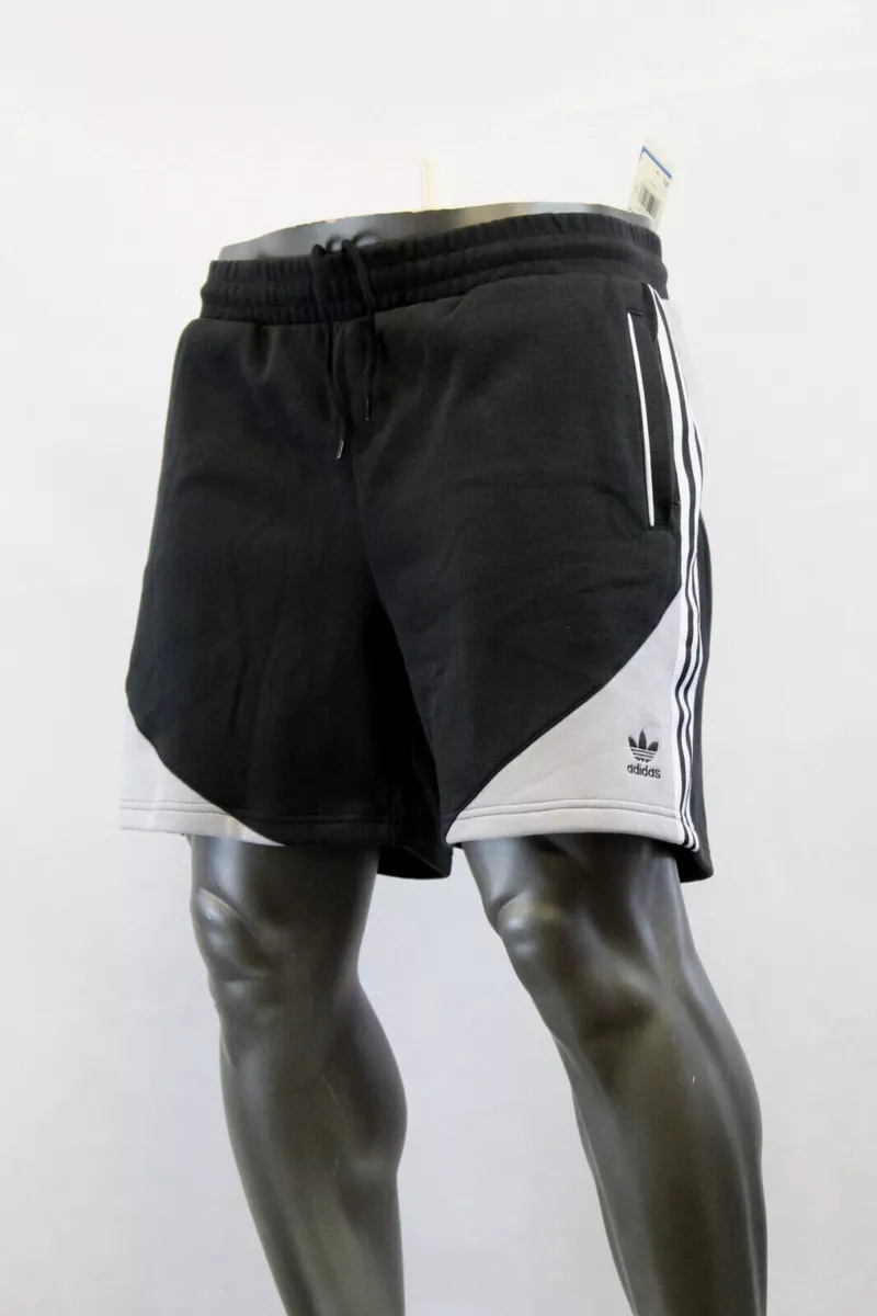 Adidas ORIGINALS SUPER STAR 3 STRIPES FLEECE SHORTS BLACK GRAY