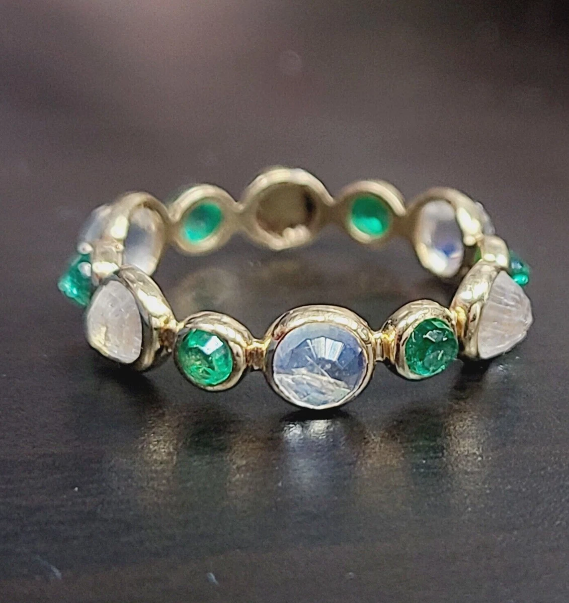 Emerald and cheap moonstone ring