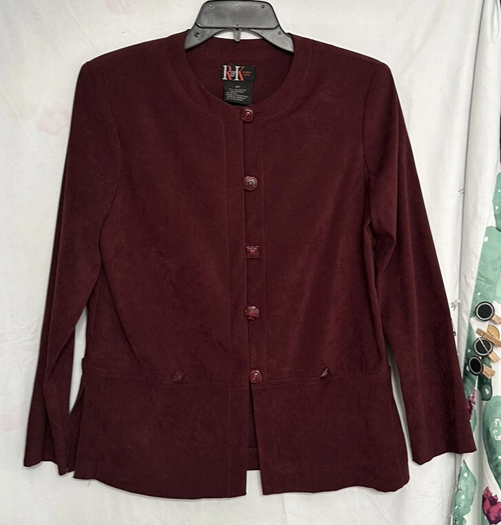 r k originals petite Burgundy faux suede blazer jacket Size 6P