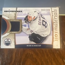 Rob Schremp 2007 Fleer Hot Prospects Red Hot Materials Relic HM-RS /100 Oilers