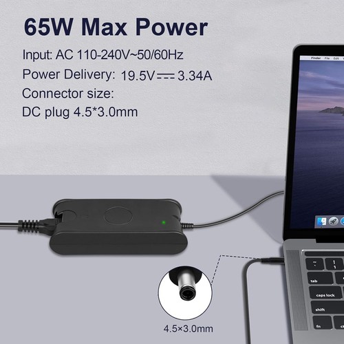 For Dell Latitude 3500 3510 3520 3590 Laptop 65W Charger AC Adapter Power Cord - Picture 5 of 8