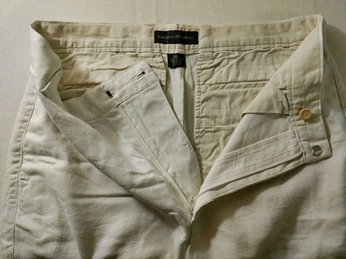 Men Banana Republic White Linen Straight Fit Wide Leg Suit Pants 34x33 NWOT 2001 - Picture 5 of 7