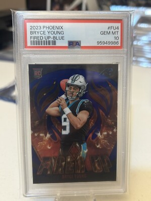 2023 Panini Phoenix Bryce Young Fired Up Blue/25  PSA 10 Pop 1   Rookie