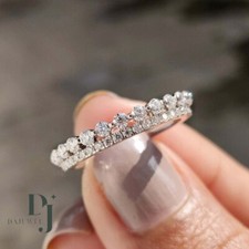 2 CT Round Cut F/VVS1 Moissanite Full Eternity Wedding Band Solid 14K White Gold