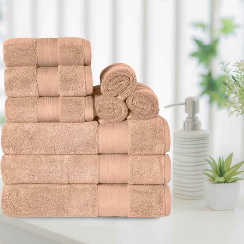 Turkish Cotton 9 Piece Solid Ultra-Plush Soft Heavyweight Towel Set - Picture 40 of 63