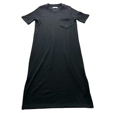Madewell Dress XS Ribbed Pocket T-shirt Dress Black Midi Minimalist Casual