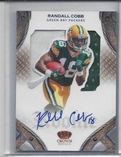 RANDALL COBB 2011 CROWN ROYALE SILHOUETTE BLUE JUMBO PATCH ON CARD AUTO RC /50