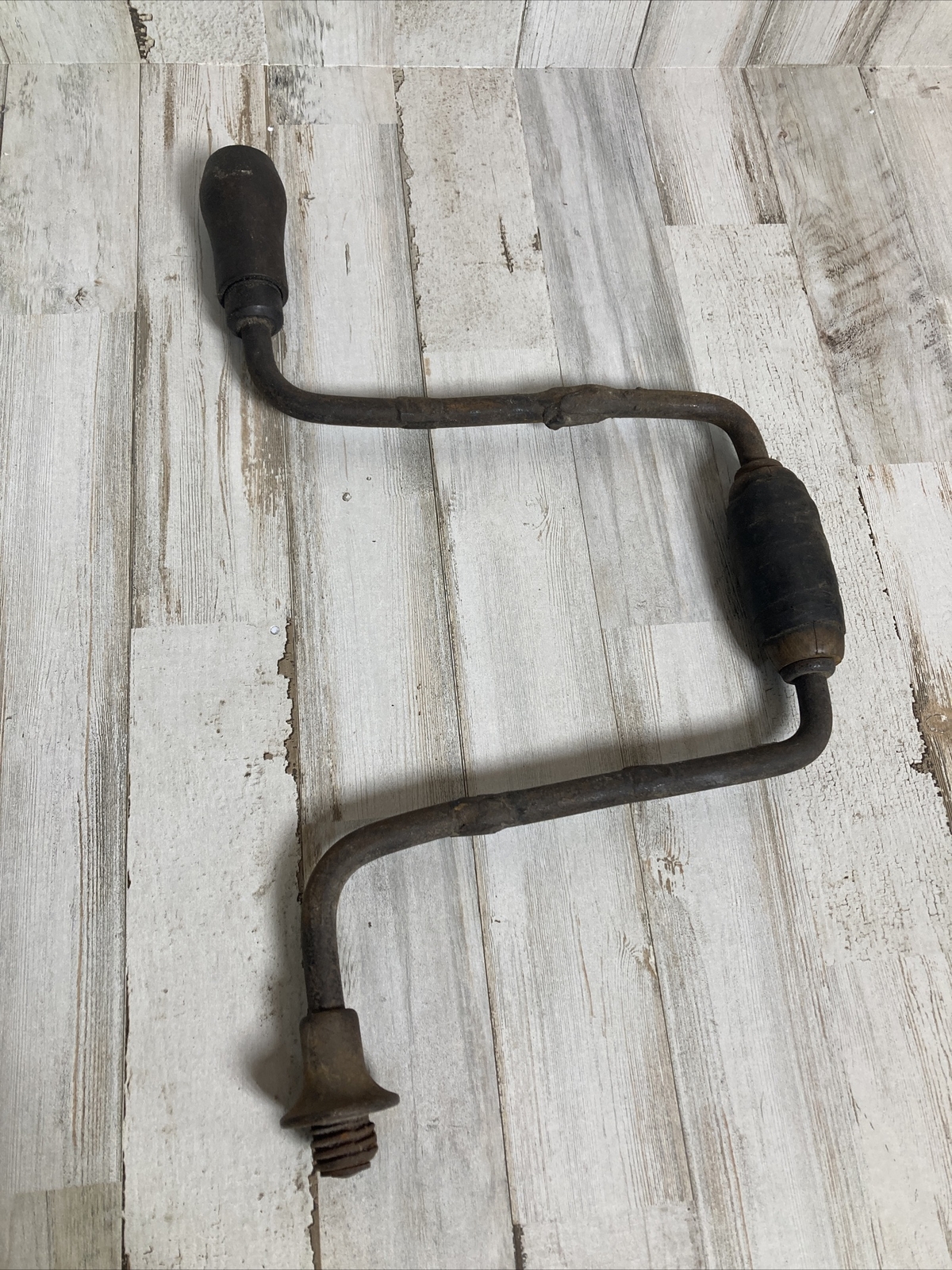 ANTIQUE VINTAGE HAND CRANK DRILL WOOD HANDLE eBay