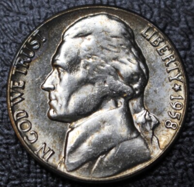 1958 D USA - FIVE CENTS - COPPER-NICKEL - Jefferson Nickel - TONED