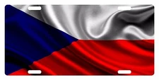 Czech Republic Flag Custom License Plate Czech Tricolour Emblem Wave Version 