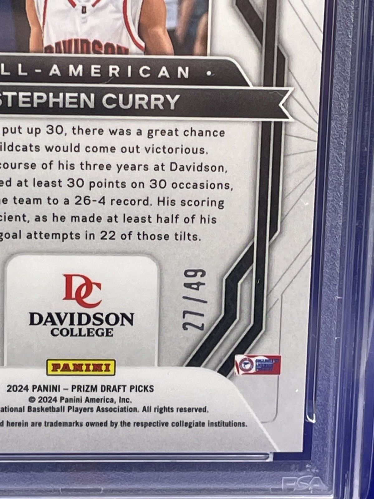 2024-25 Prizm Draft Picks 13 Stephen Curry Orange Pulsar /49 Steph Graded PSA 10 view 3