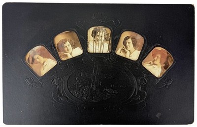 Die-Cut Cabinet Card of a Young Woman in Five Different Attitudes / ca. 1910