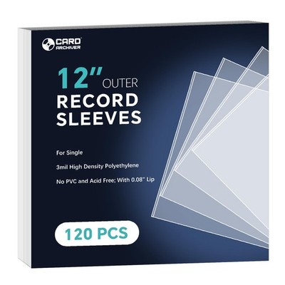 Vinyl Record Sleeves 120 Pack 12.75''x12.75'' 3 Mil Crystal Clear for 12'' LPs
