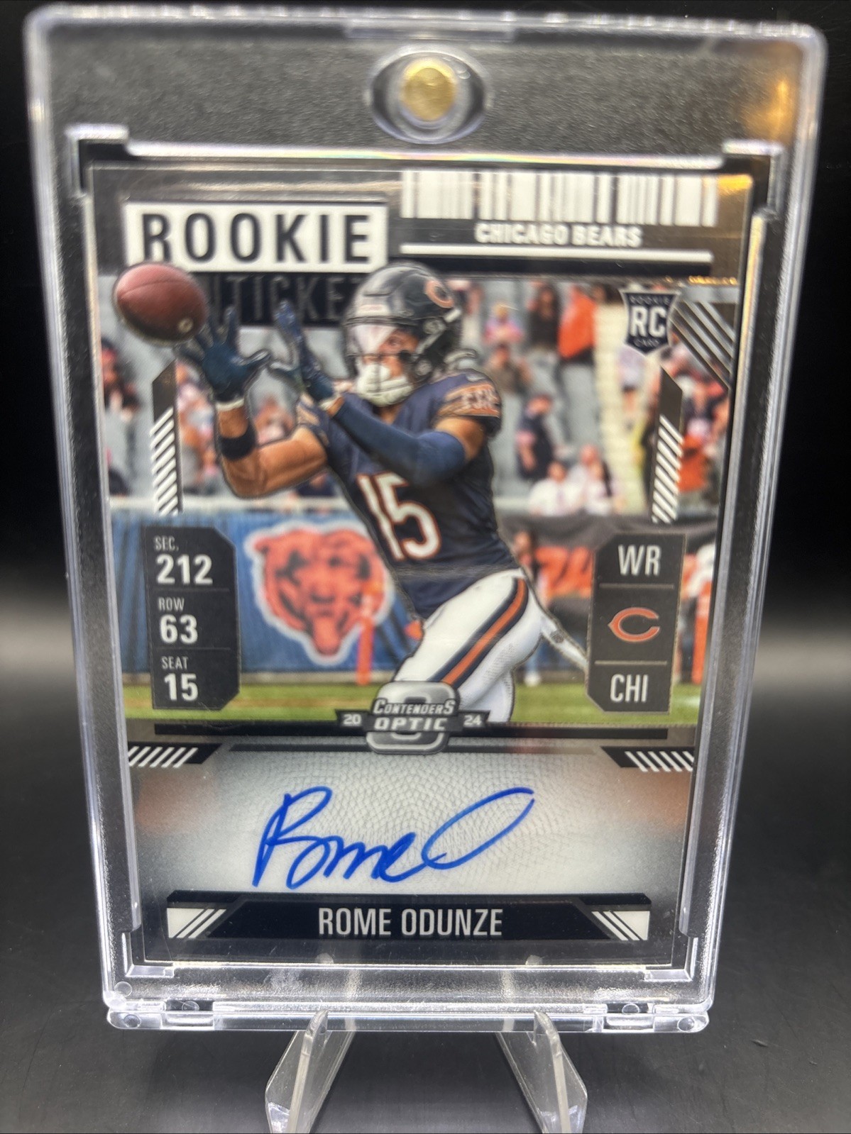 2024 Contenders Optic Rome Odunze Rookie Ticket On Card Auto #104 Bears RC