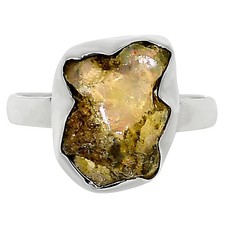Natural Ethiopian Opal Rough 925 Sterling Silver Ring s.9 Jewelry R-1001