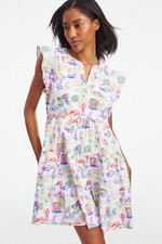 Roller Rabbit Pippa Dress Large Mini Cotton Printed Riviera Scenic 