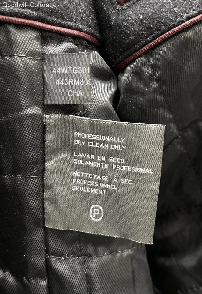 Kenneth Cole Reaction Mens Black Wool Blend Snap Front Jacket Size Medium - Image 4 of 4