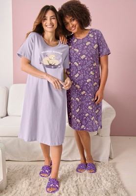 Dreams & Co. Plus Size 2-Pack Short-Sleeve Sleepshirt