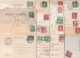 18 VINTAGE FOREIGN POSTCARDS POSTED WITH STAMPS & POSTMARKS. JOB LOT. BULK LOT.