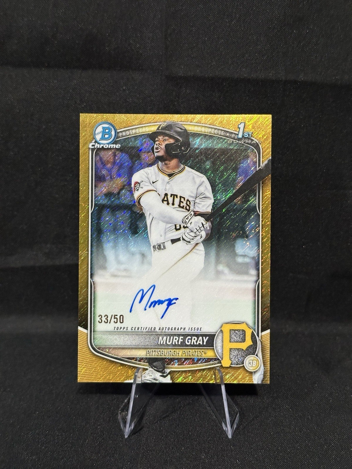 2025 Bowman Draft - Murf Gray Chrome Gold Shimmer ON CARD Auto /50 1st Bowman RC