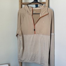 Men's Tan and Cream Quarter-Zip Sweater