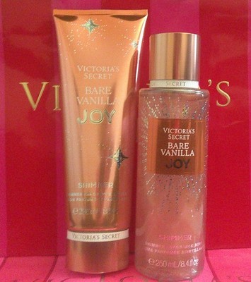 Victoria's Secret BARE VANILLA JOY Shimmer Fragrance Mist & Lotion Set Full Size