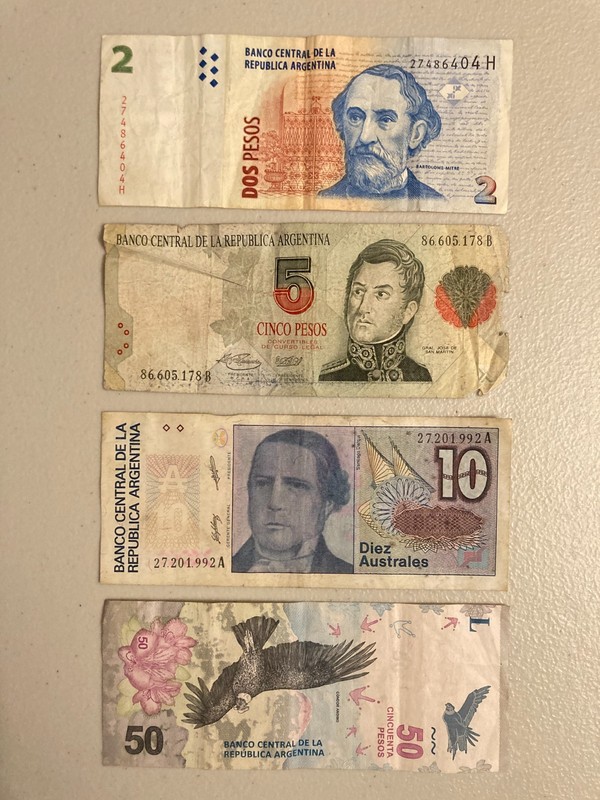 ARGENTINA Banknote Lot- 4 Circulated Bills - Different Eras - Pesos / Australes