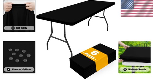 Versatile 30"x72" Black Elastic Fitted Tablecloths – Perfect for Picnics & More - Picture 2 of 10